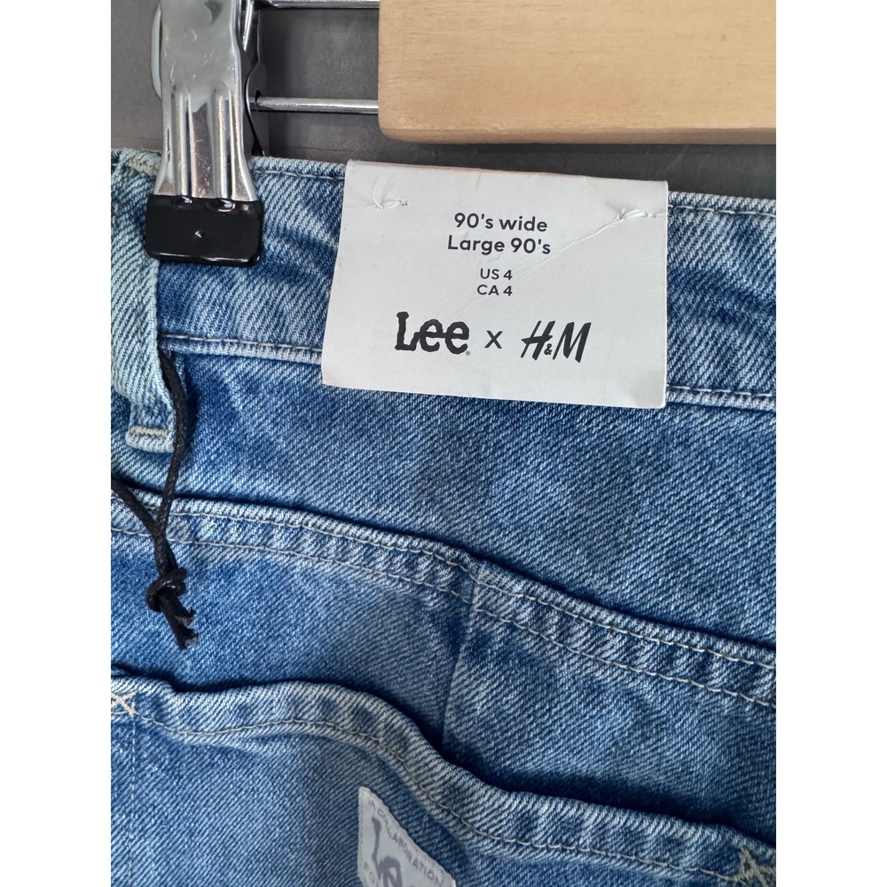 Lee x H&M 90s Wide Leg Ultra High Waisted Medium Wash Denim Jeans US 4 NEW - Picture 7 of 7